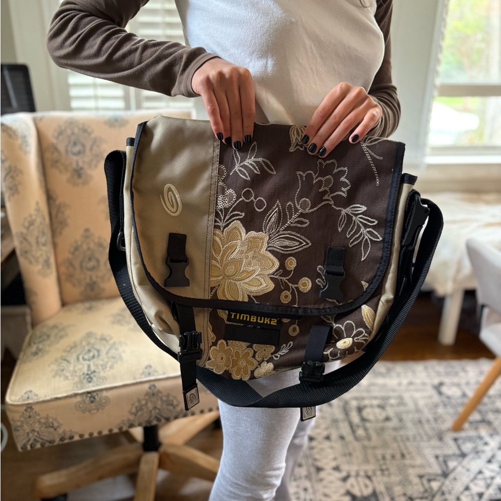 Timbuk2 Brown and Tan Floral Laptop Bag